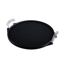 Reversible Double-Sided Round Cast Iron Griddle Pan for BBQ